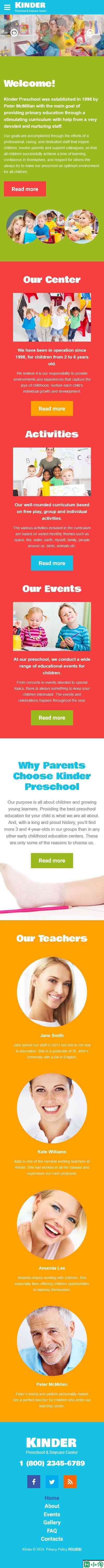 精品幼儿园日托中心网站模板-手机预览